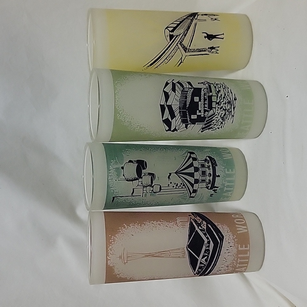 1962 World Fair Frosted Glasses, Set of 4